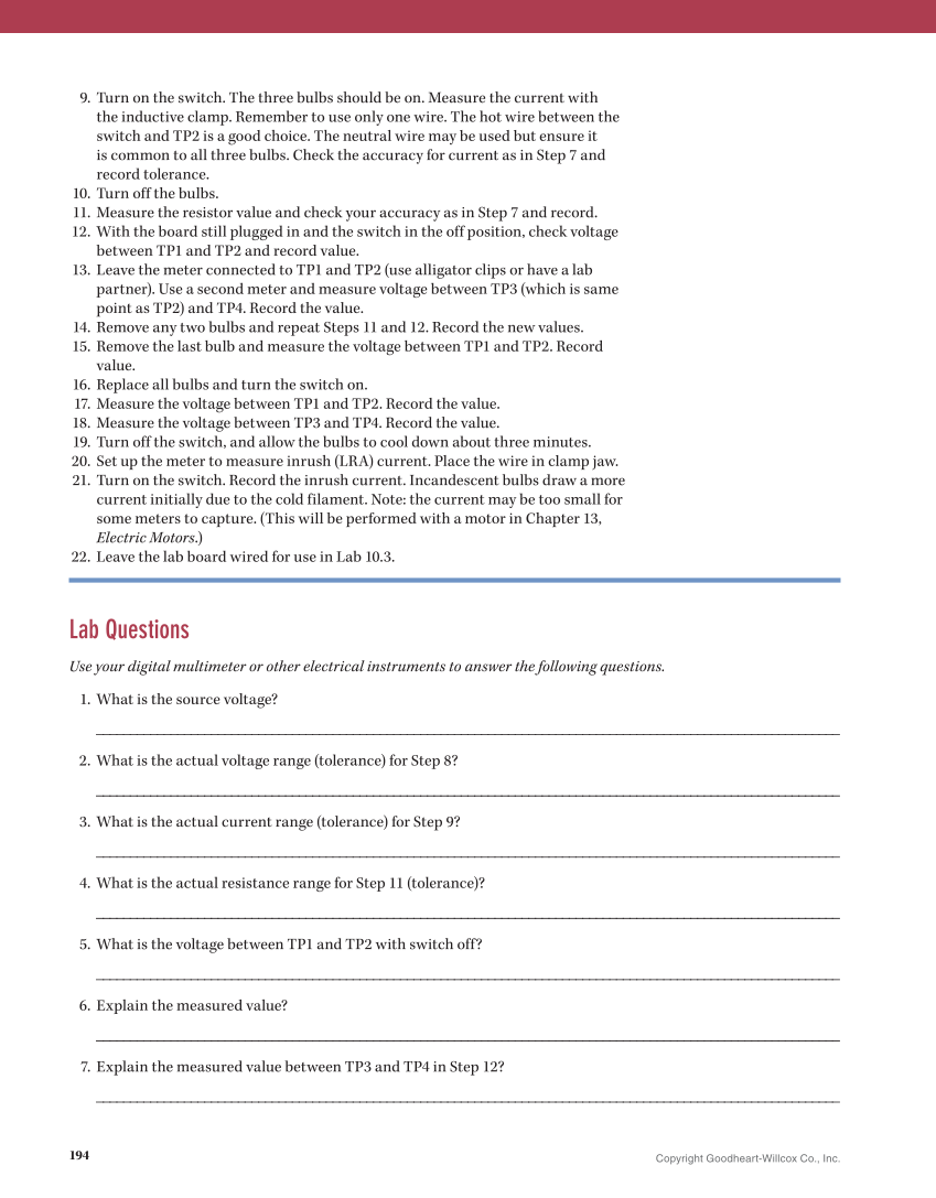 Essential Electrical Skills for HVACR: Theory and Labs, Textbook page 194