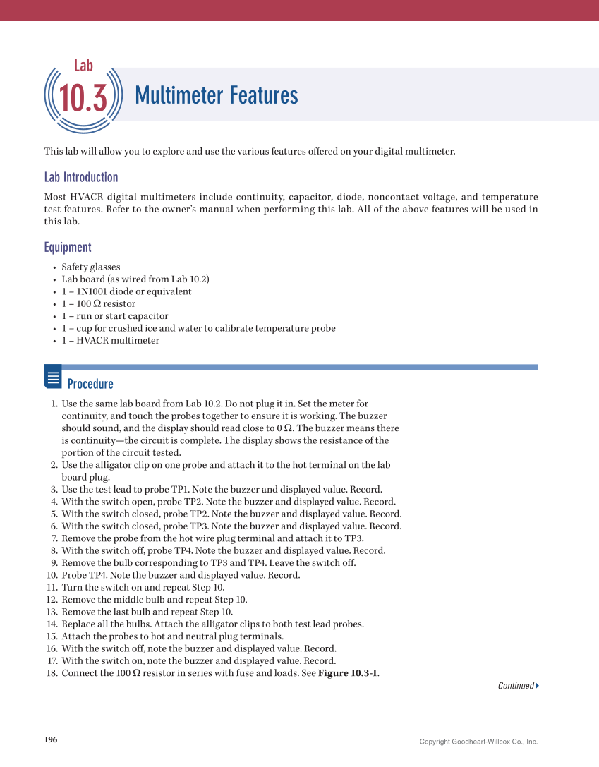 Essential Electrical Skills for HVACR: Theory and Labs, Textbook page 196