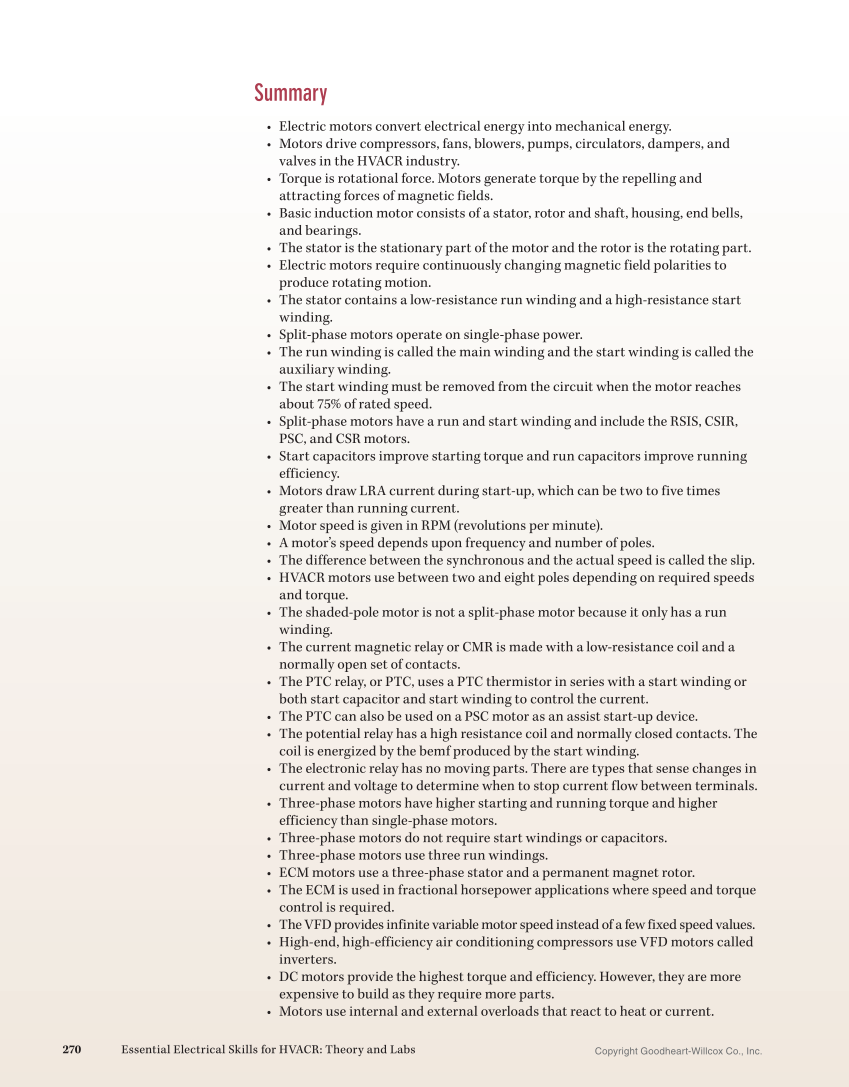 Essential Electrical Skills for HVACR: Theory and Labs, Textbook page 270