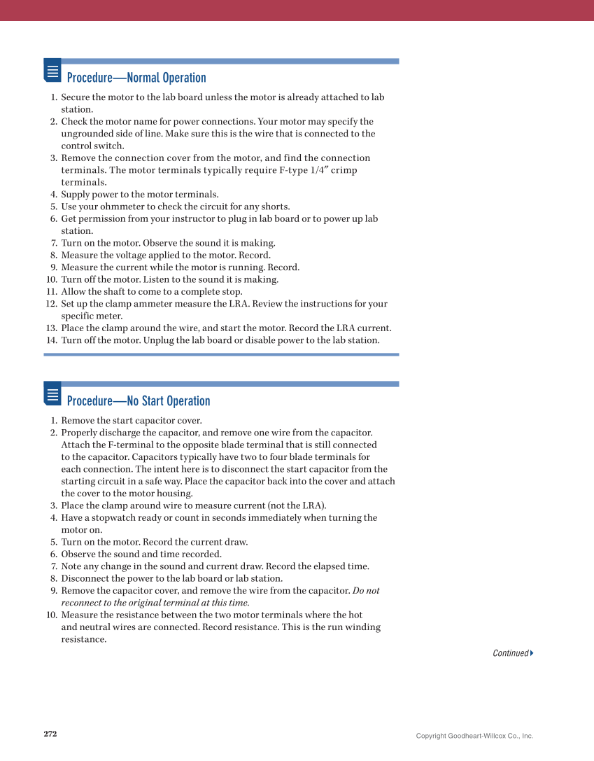 Essential Electrical Skills for HVACR: Theory and Labs, Textbook page 272