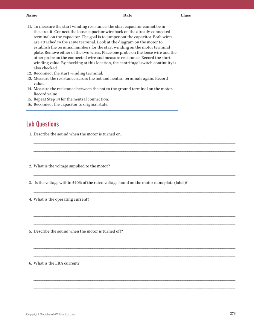 Essential Electrical Skills for HVACR: Theory and Labs, Textbook page 273