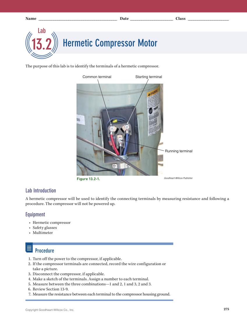Essential Electrical Skills for HVACR: Theory and Labs, Textbook page 275