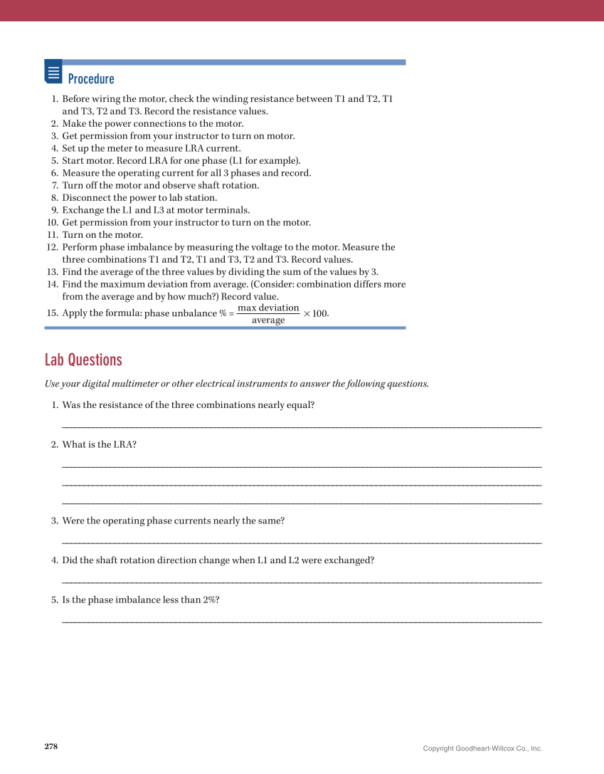 Essential Electrical Skills for HVACR: Theory and Labs, Textbook page 278