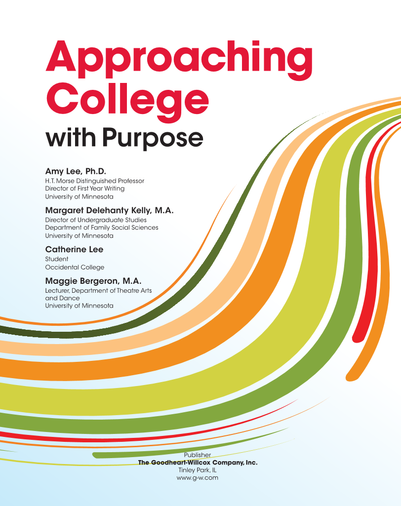 Approaching College with Purpose, Textbook page i