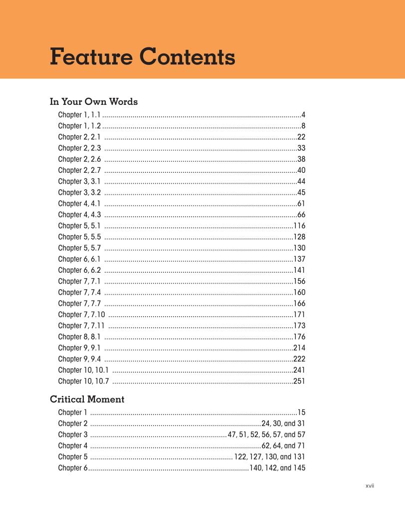 Approaching College with Purpose, Textbook page xvii