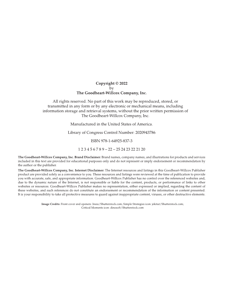 Approaching College with Purpose, Textbook page ii