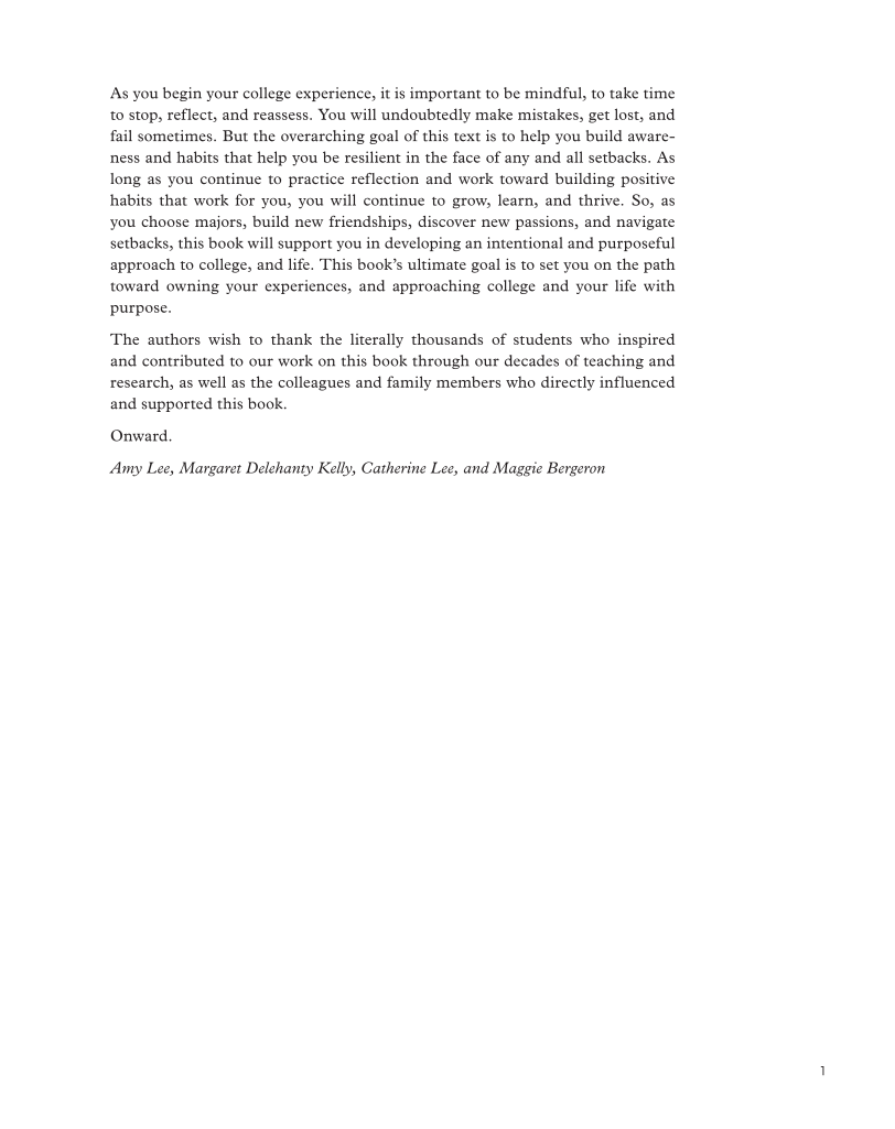Approaching College with Purpose, Textbook page 1