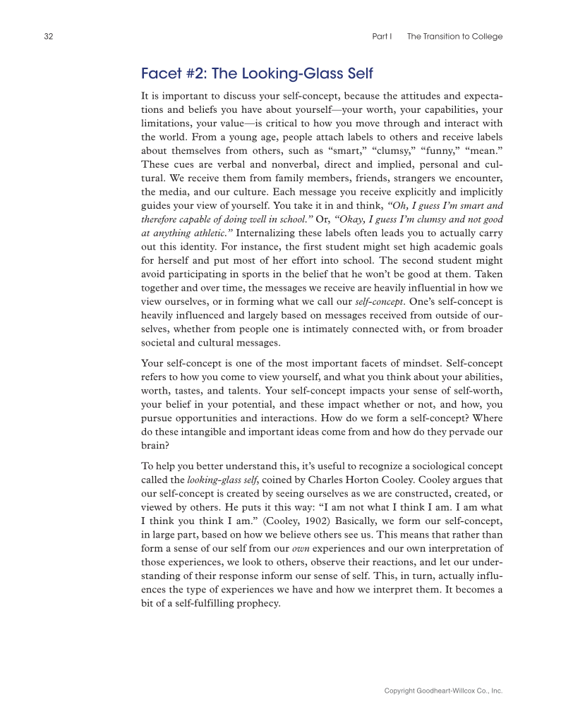 Approaching College with Purpose, Textbook page 32