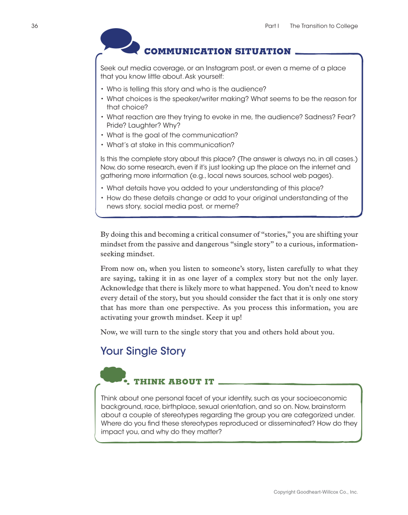 Approaching College with Purpose, Textbook page 36