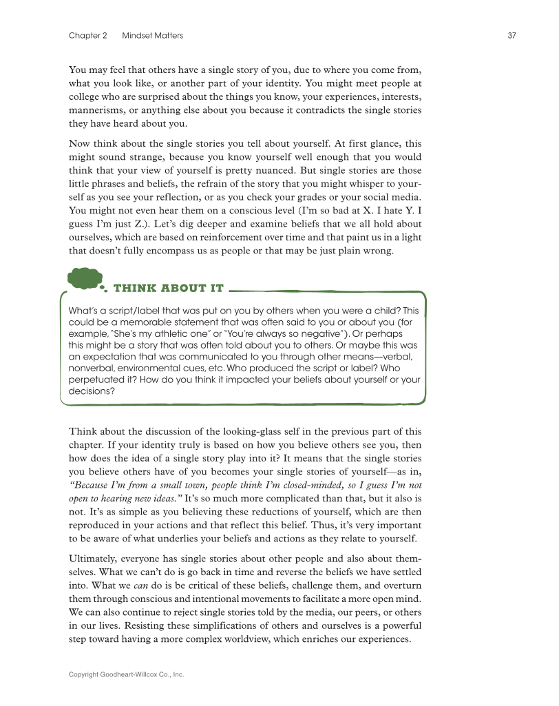 Approaching College with Purpose, Textbook page 37