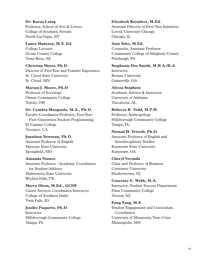 Approaching College with Purpose, Textbook page vii