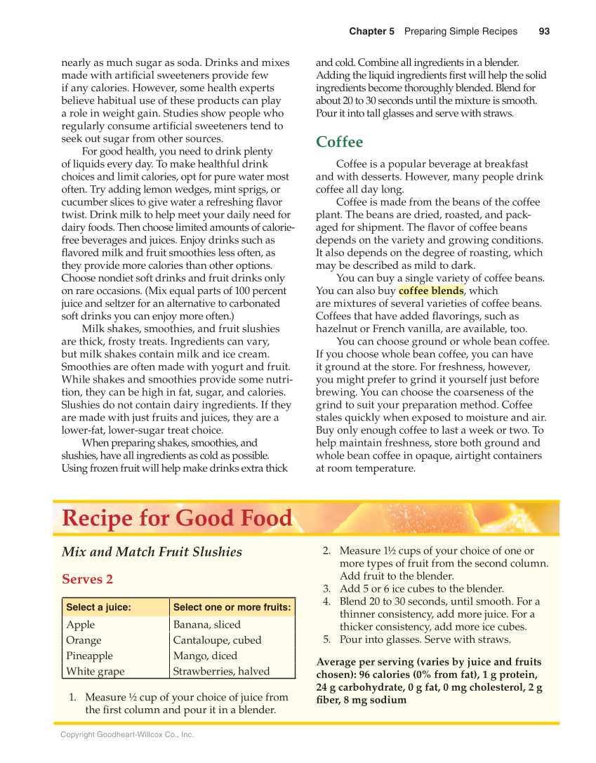 Guide to Good Food: Nutrition and Food Preparation, 14th Edition page 93