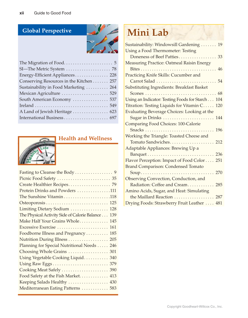 Guide to Good Food: Nutrition and Food Preparation, 14th Edition page xii