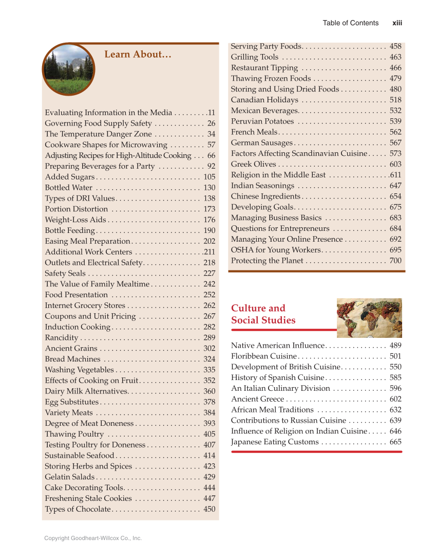 Guide to Good Food: Nutrition and Food Preparation, 14th Edition page xiii