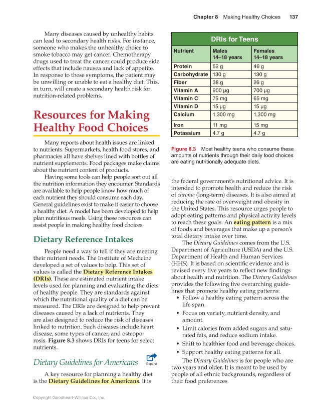 Guide to Good Food: Nutrition and Food Preparation, 14th Edition page 137