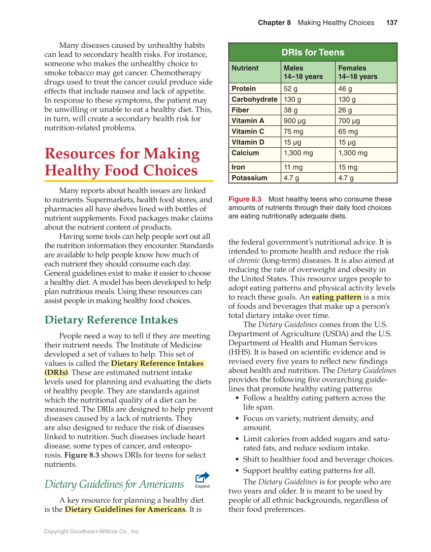 Guide to Good Food: Nutrition and Food Preparation, 14th Edition page 137
