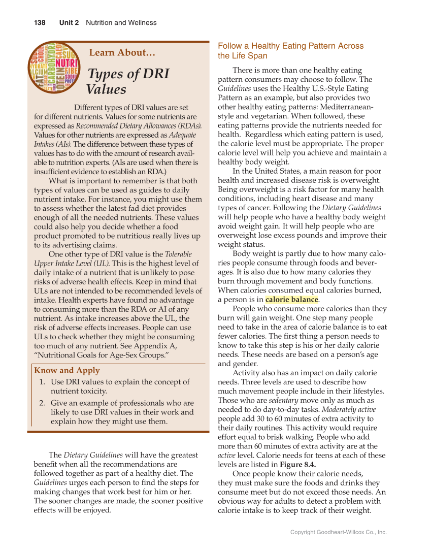 Guide to Good Food: Nutrition and Food Preparation, 14th Edition page 138