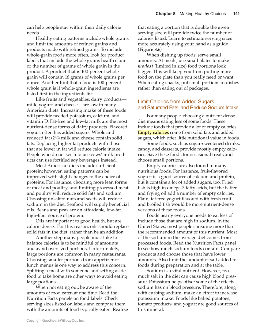 Guide to Good Food: Nutrition and Food Preparation, 14th Edition page 141