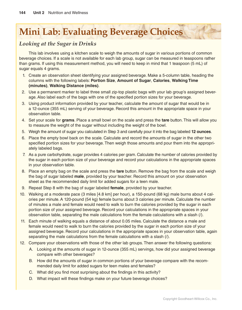 Guide to Good Food: Nutrition and Food Preparation, 14th Edition page 144