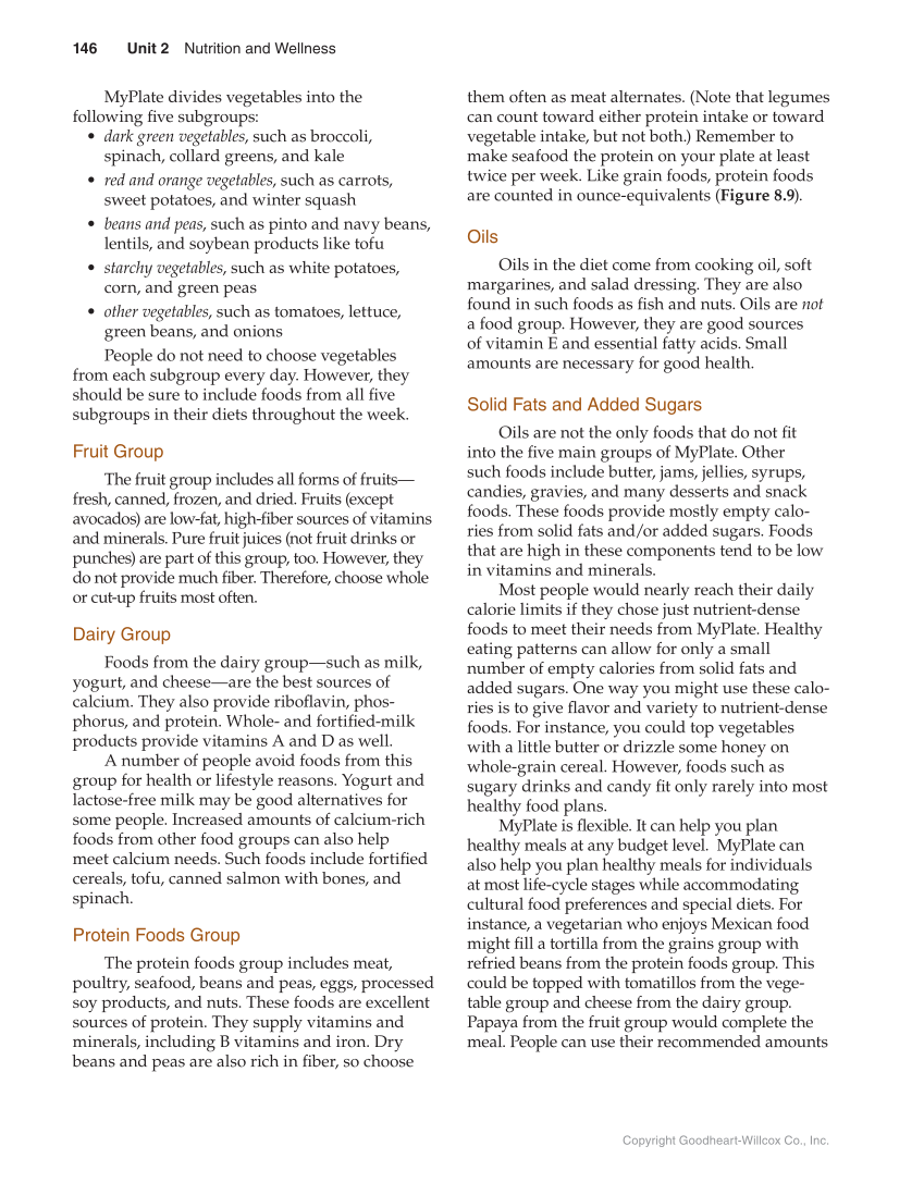 Guide to Good Food: Nutrition and Food Preparation, 14th Edition page 146