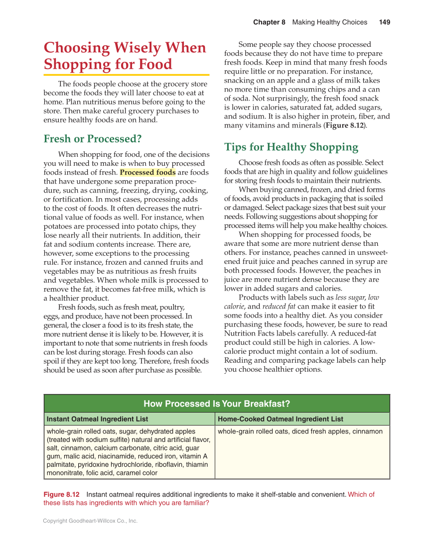 Guide to Good Food: Nutrition and Food Preparation, 14th Edition page 149