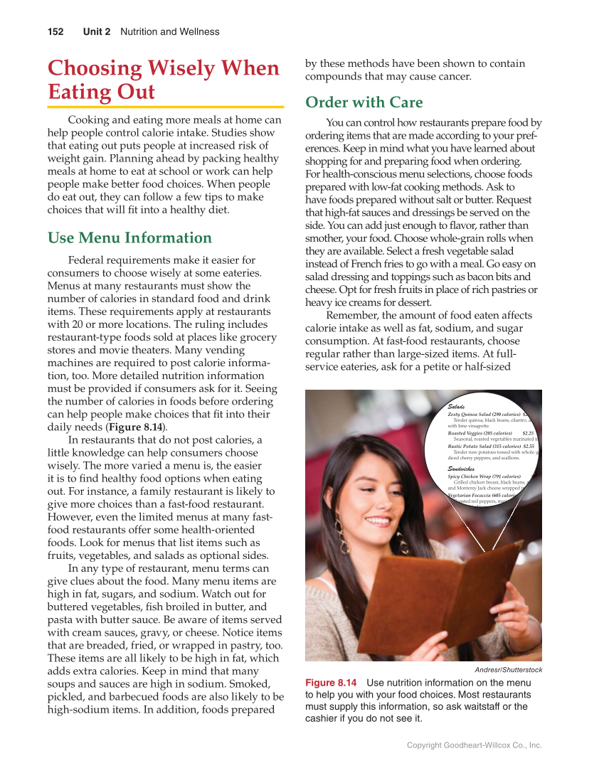 Guide to Good Food: Nutrition and Food Preparation, 14th Edition page 152