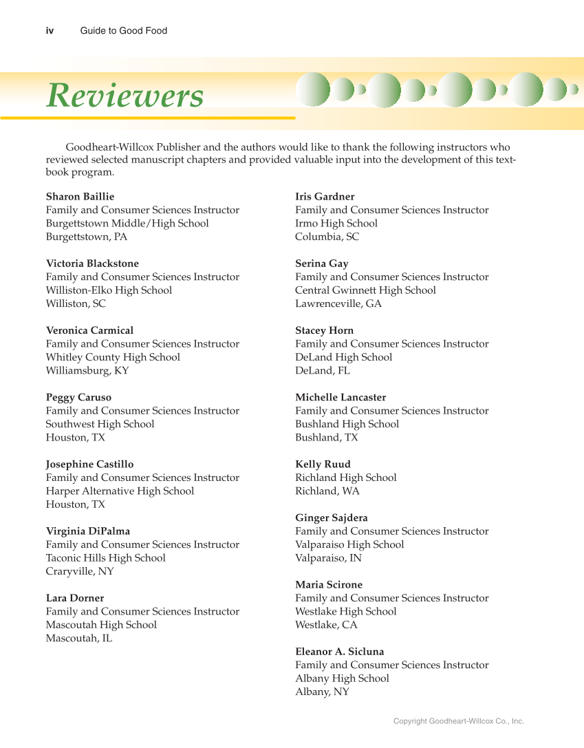 Guide to Good Food: Nutrition and Food Preparation, 14th Edition page iv