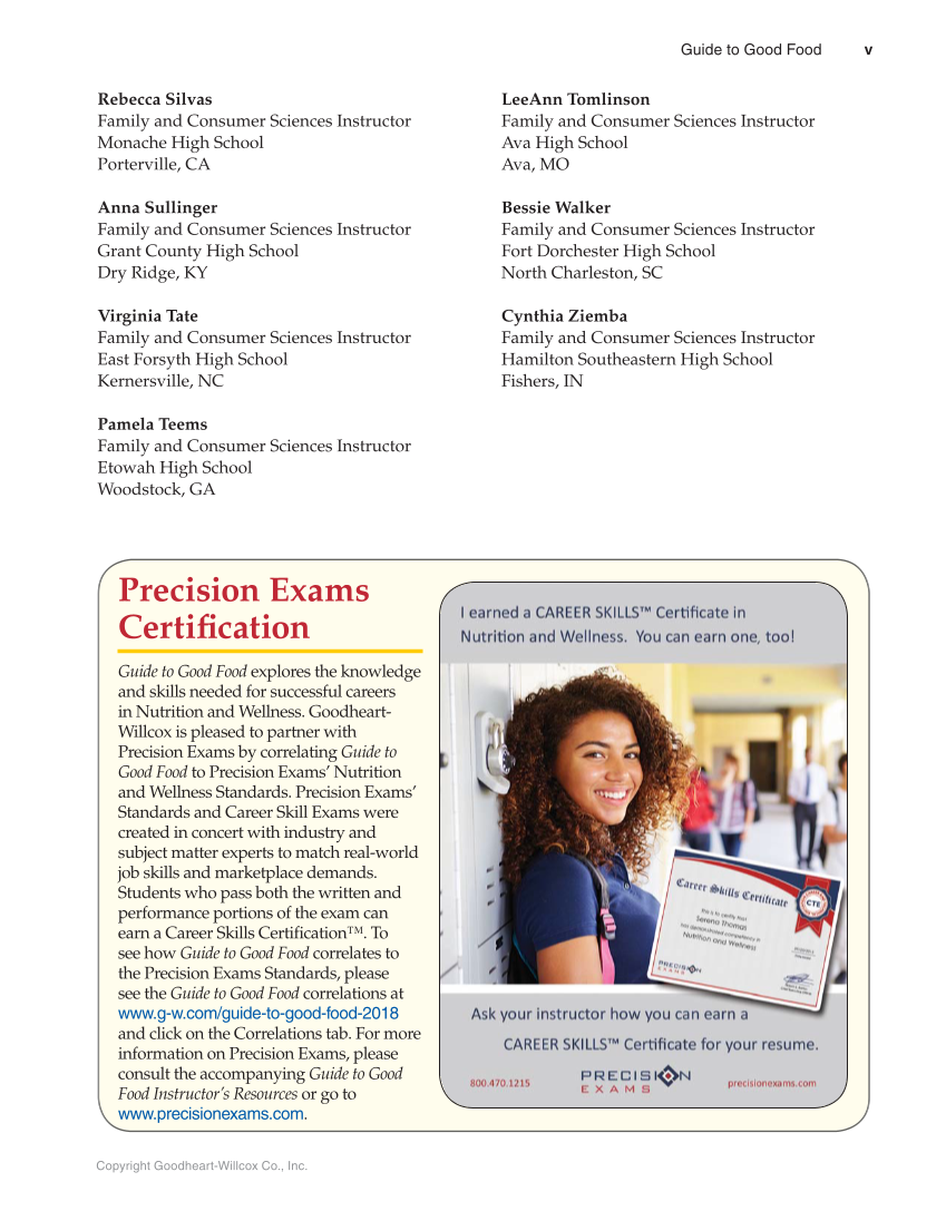 Guide to Good Food: Nutrition and Food Preparation, 14th Edition page v