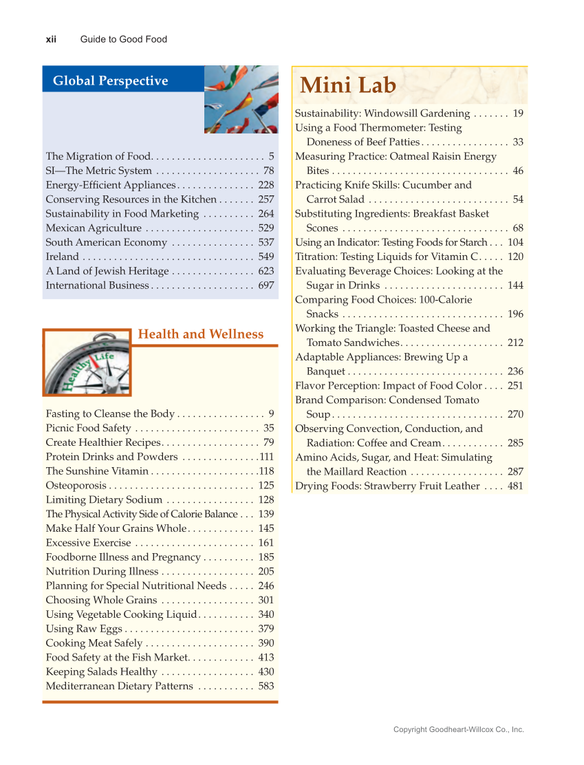 Guide to Good Food: Nutrition and Food Preparation 15e, Textbook page xii