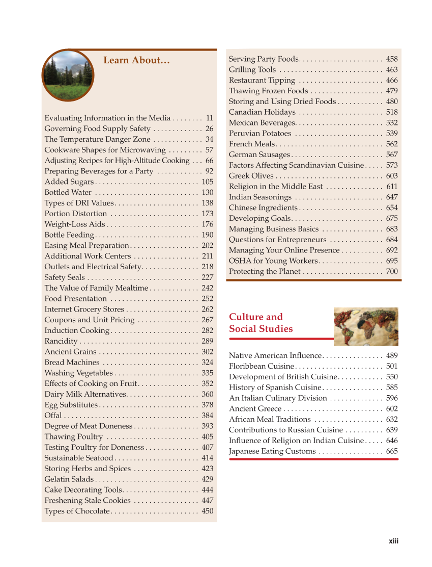 Guide to Good Food: Nutrition and Food Preparation 15e, Textbook page xiii