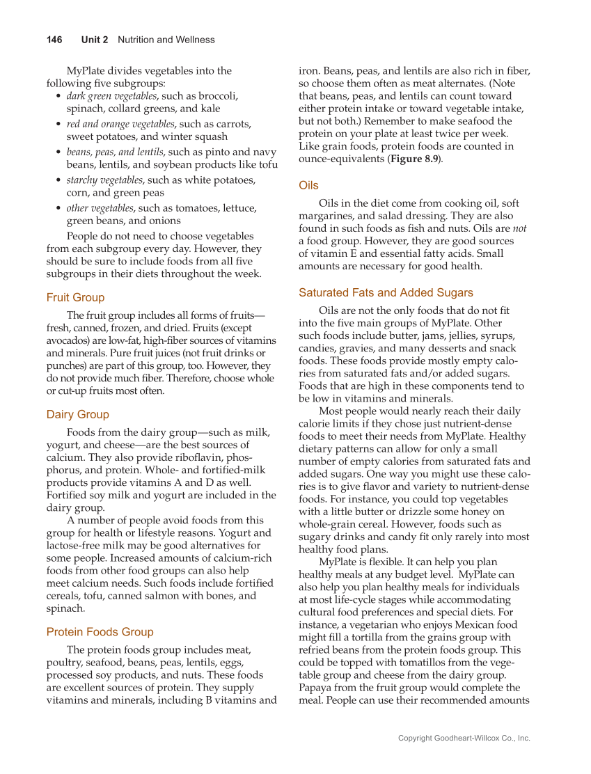 Guide to Good Food: Nutrition and Food Preparation 15e, Textbook page 146