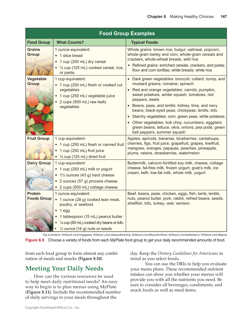 Guide to Good Food: Nutrition and Food Preparation 15e, Textbook page 147