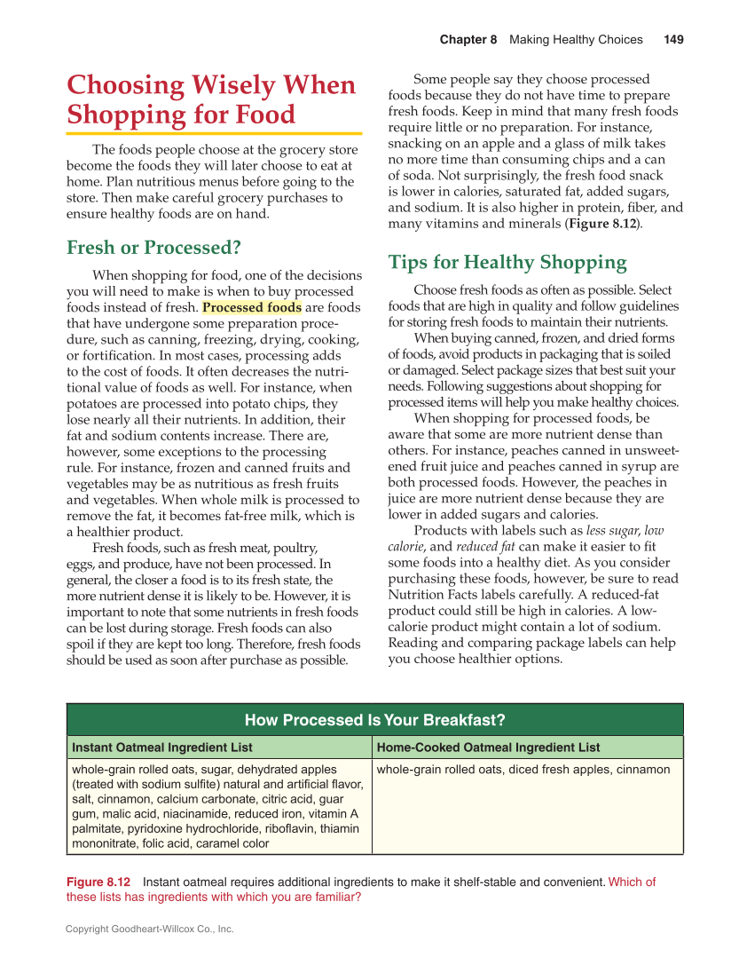 Guide to Good Food: Nutrition and Food Preparation 15e, Textbook page 149