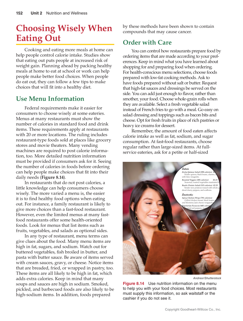 Guide to Good Food: Nutrition and Food Preparation 15e, Textbook page 152