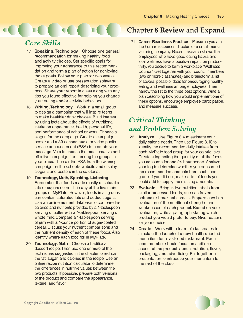 Guide to Good Food: Nutrition and Food Preparation 15e, Textbook page 155