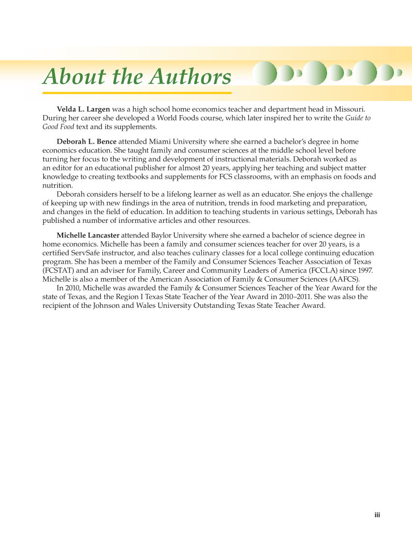 Guide to Good Food: Nutrition and Food Preparation 15e, Textbook page iii