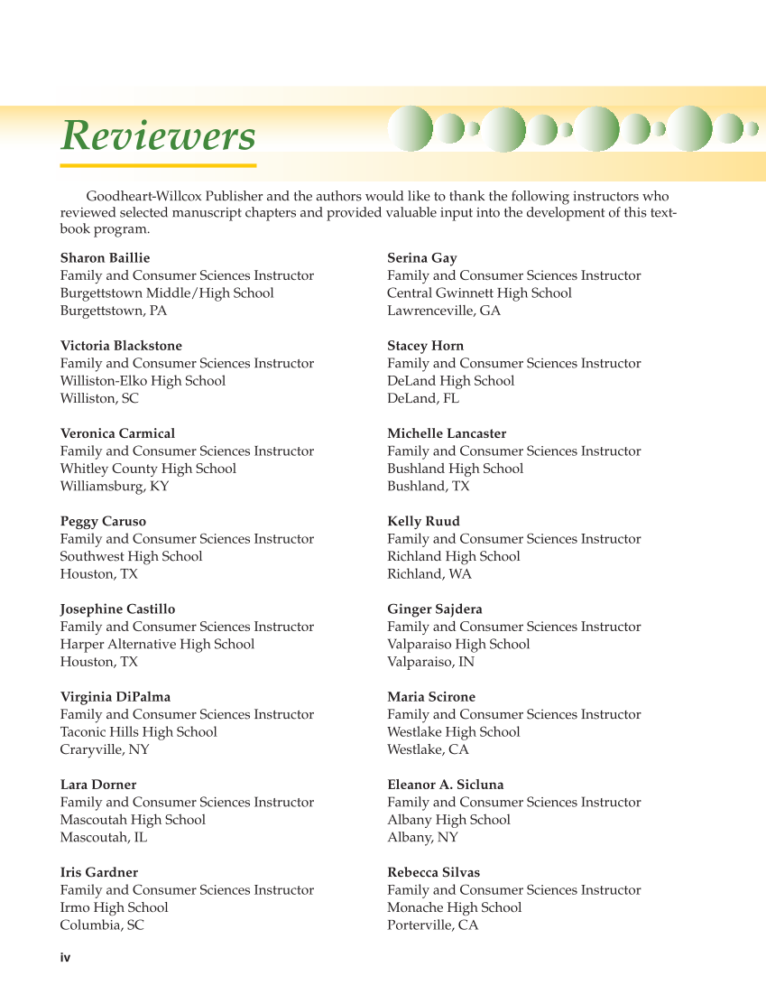 Guide to Good Food: Nutrition and Food Preparation 15e, Textbook page iv