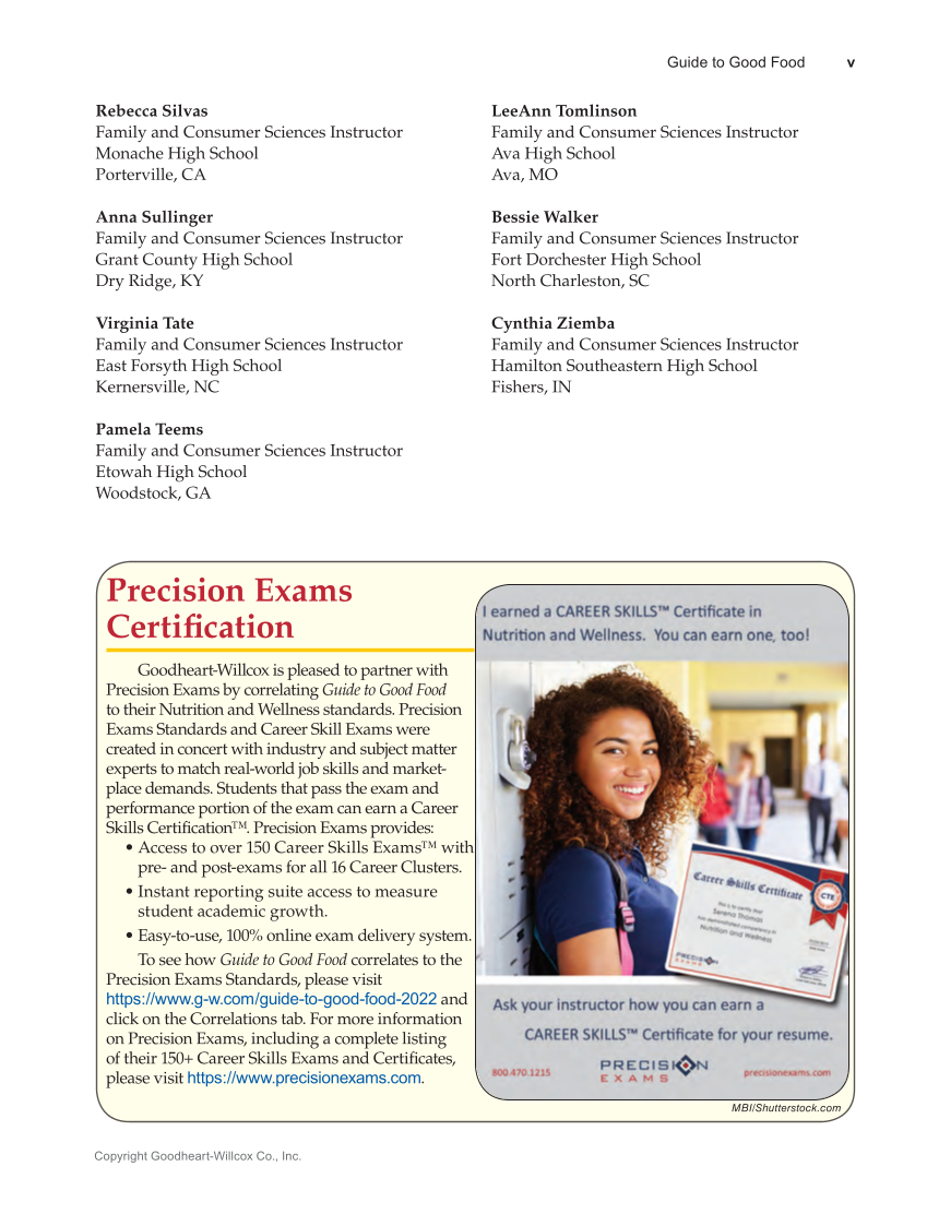 Guide to Good Food: Nutrition and Food Preparation 15e, Textbook page v