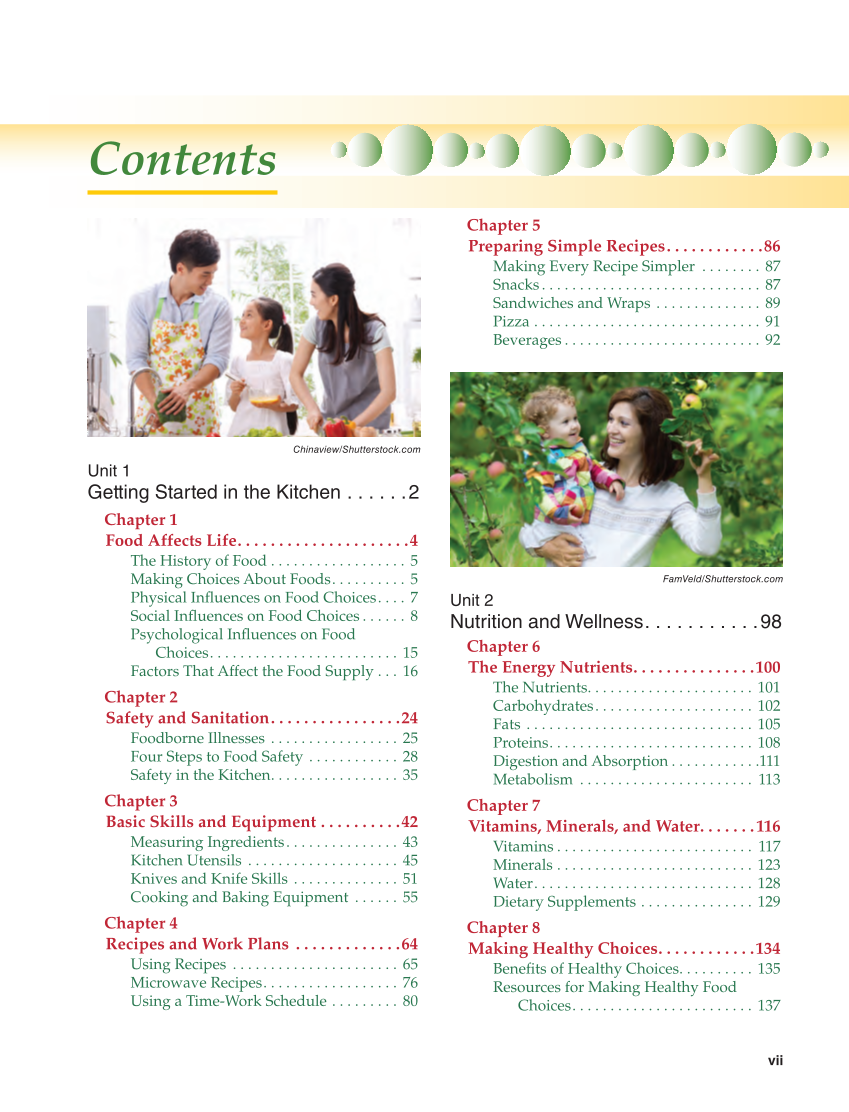 Guide to Good Food: Nutrition and Food Preparation 15e, Textbook page vii