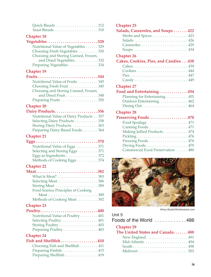 Guide to Good Food: Nutrition and Food Preparation 15e, Textbook page ix