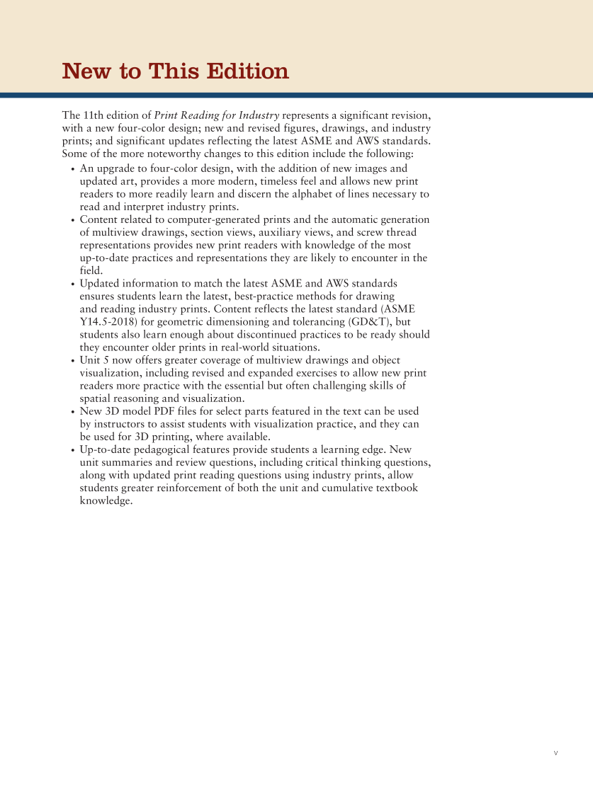 Print Reading for Industry 11e, Online Textbook page v