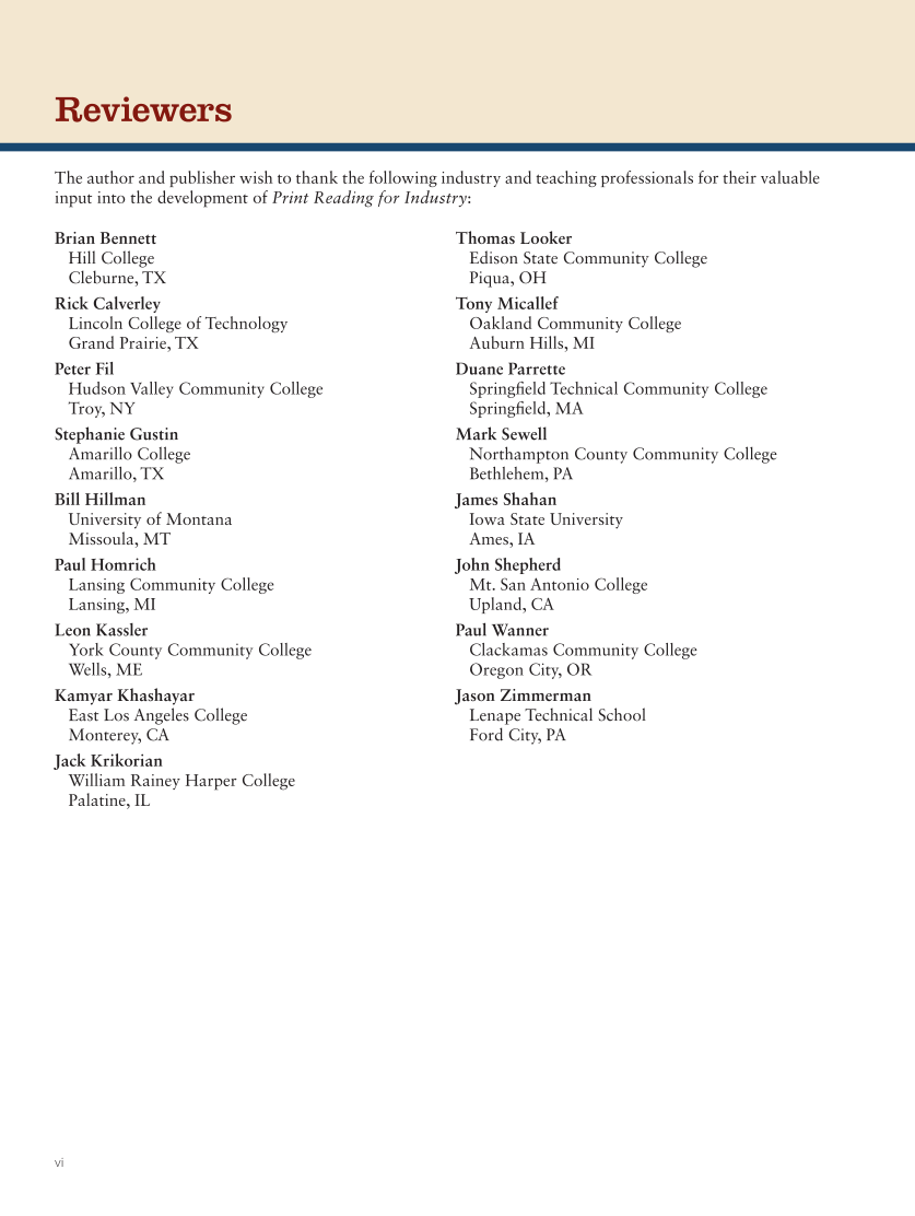 Print Reading for Industry 11e, Online Textbook page vi