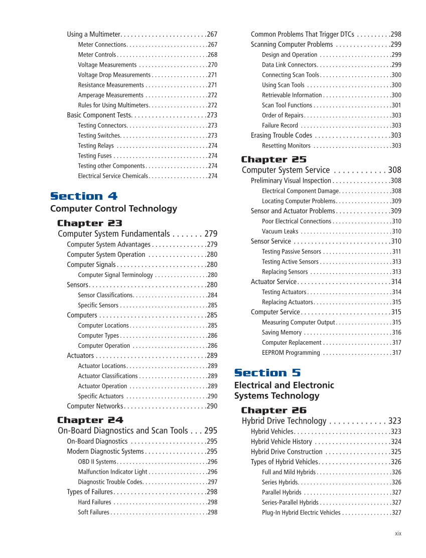 Modern Automotive Technology 10e, Textbook page xix