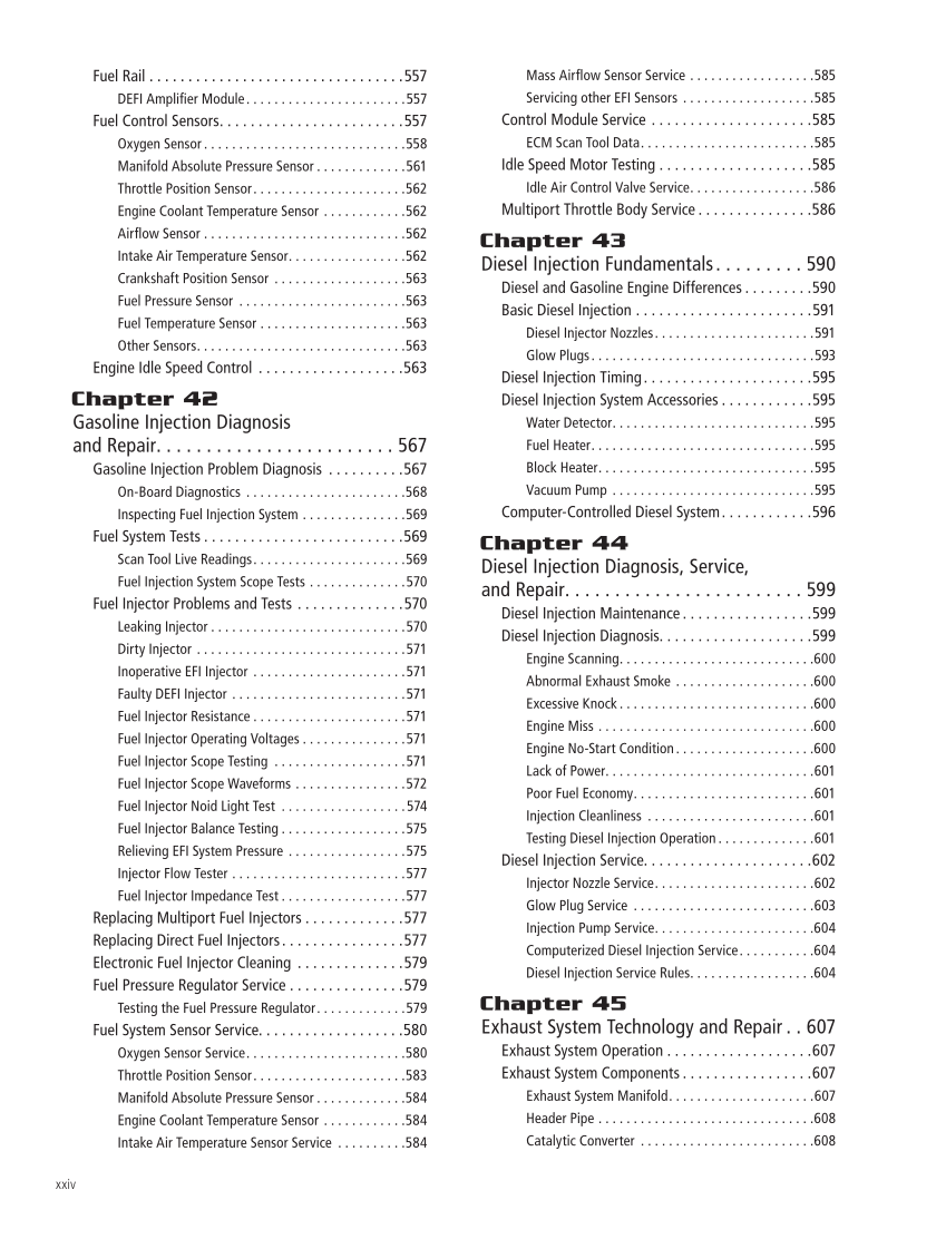 Modern Automotive Technology 10e, Textbook page xxiv