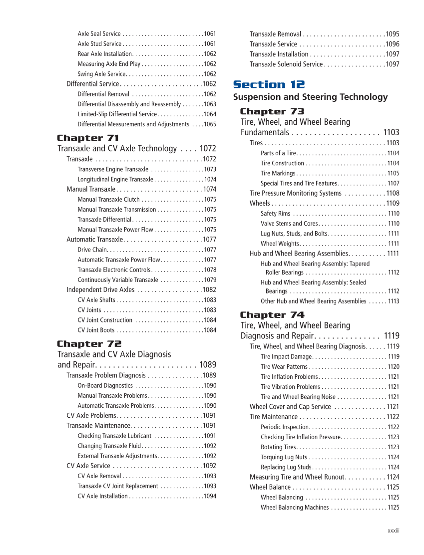 Modern Automotive Technology 10e, Textbook page xxxiii