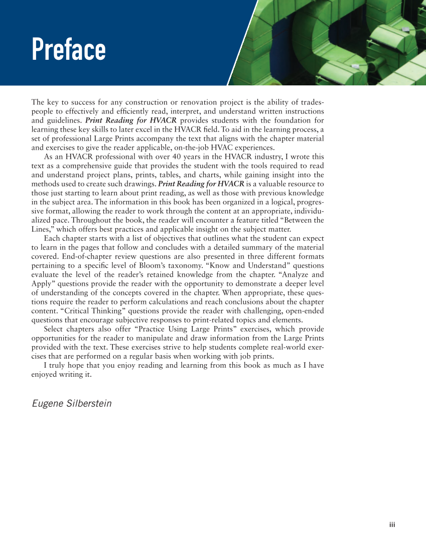 Print Reading for HVACR, 1st Edition page iii