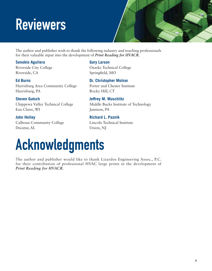 Print Reading for HVACR, 1st Edition page v