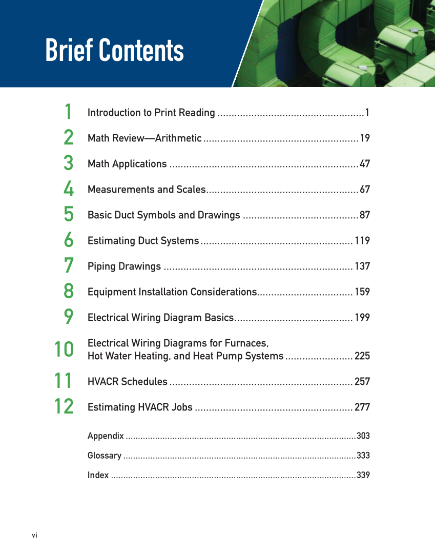 Print Reading for HVACR, 1st Edition page vi