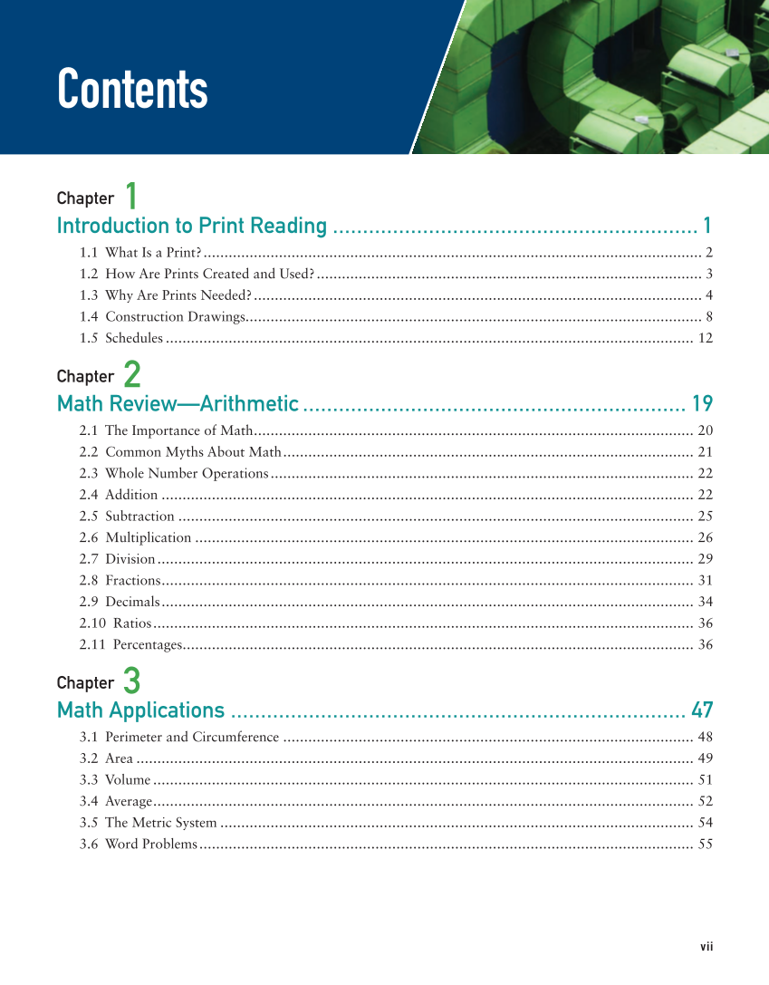 Print Reading for HVACR, 1st Edition page vii