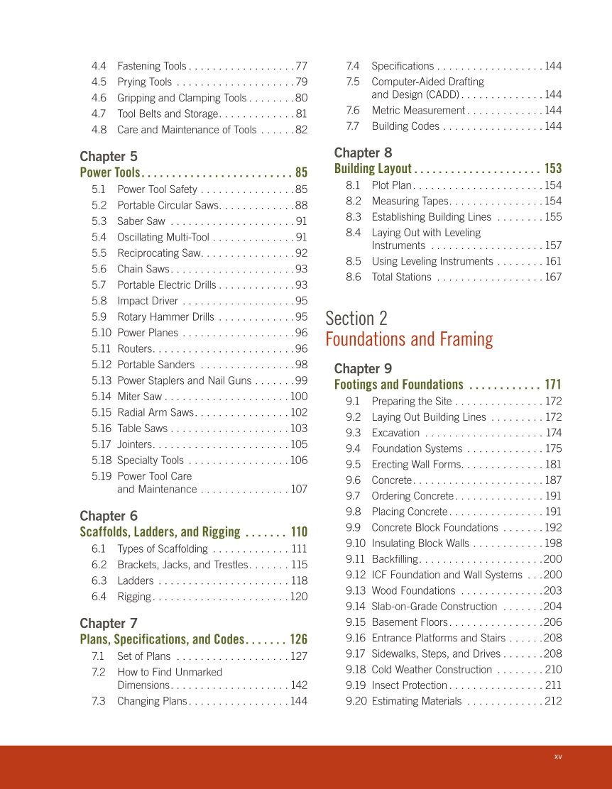 Modern Carpentry 13e, Textbook page xv